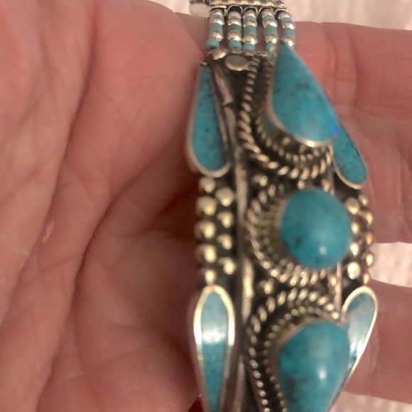 Turquoise bracelet - Vintage Sterling Silver - 50 grams - Picture 4 of 10